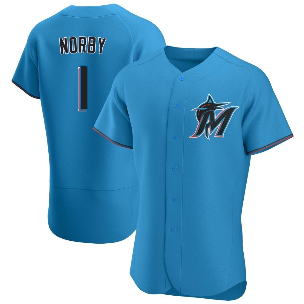 tocy M.Marlins #1 Connor Norby Player Blue Home Limited Elite Stitched Jerseys