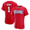 tocy M.Marlins #1 Connor Norby Player Red City Connect Home Limited Elite Stitched Jerseys