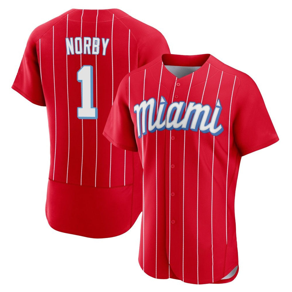 tocy M.Marlins #1 Connor Norby Player Red City Connect Home Limited Elite Stitched Jerseys