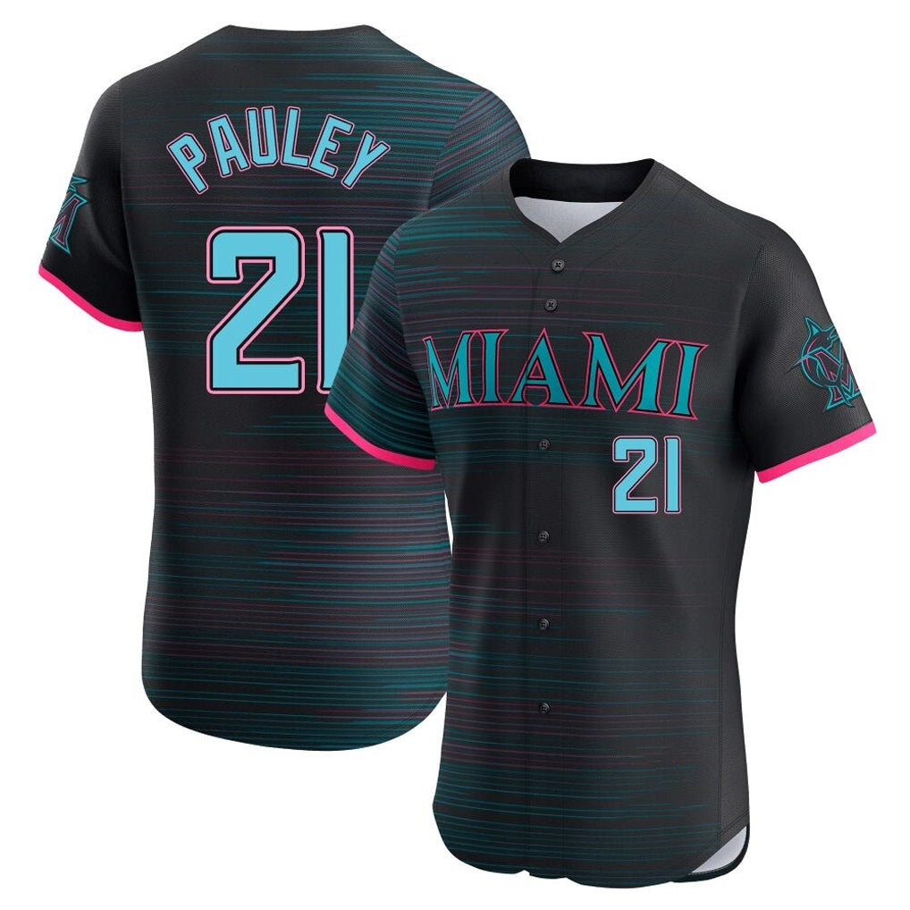 tocy M.Marlins #21 Graham Pauley Player Black City Connect Home Limited Elite Stitched Jerseys