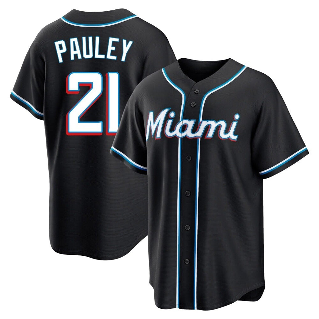 tocy M.Marlins #21 Graham Pauley Player Black Fashion Out Home Game Stitched Jerseys