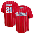 tocy M.Marlins #21 Graham Pauley Player Red City Connect Home Game Stitched Jerseys