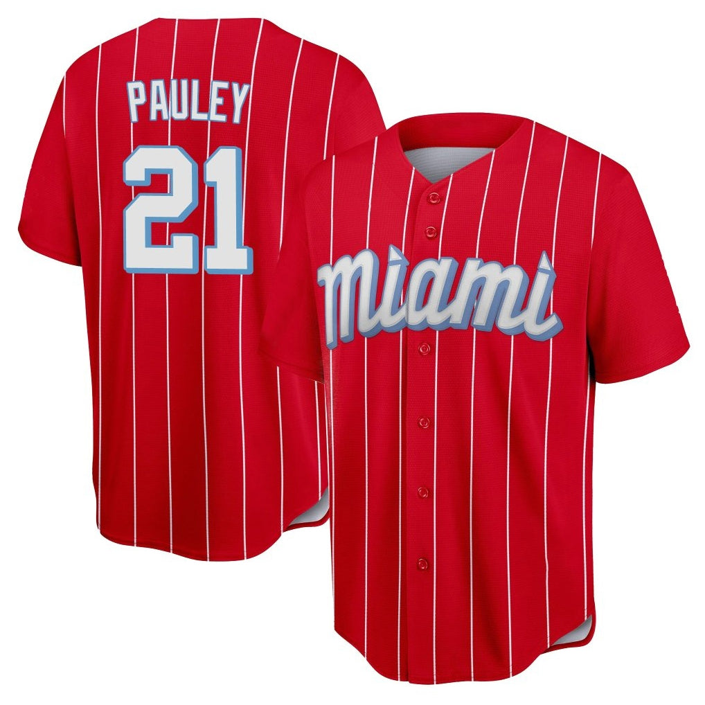tocy M.Marlins #21 Graham Pauley Player Red City Connect Home Game Stitched Jerseys