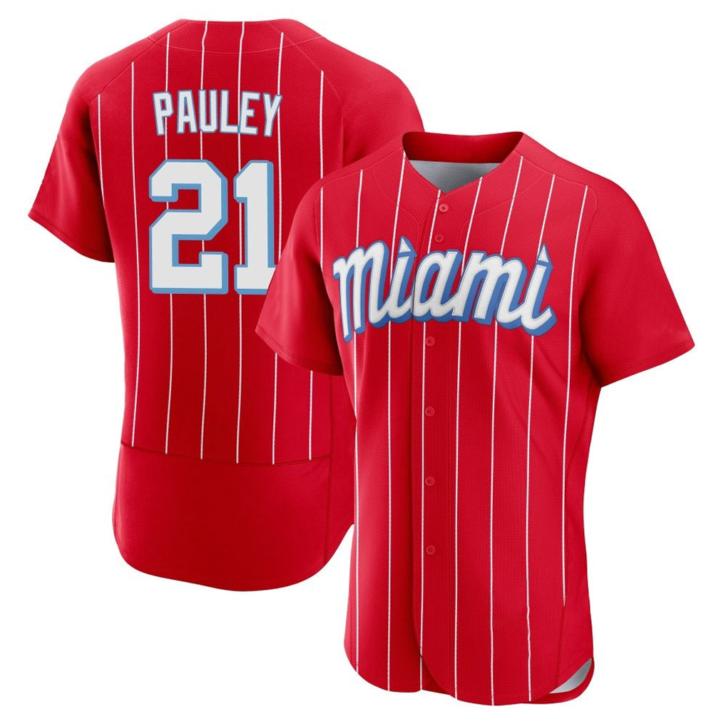 tocy M.Marlins #21 Graham Pauley Player Red City Connect Home Limited Elite Stitched Jerseys