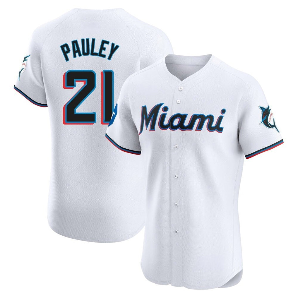 tocy M.Marlins #21 Graham Pauley Player White  Home Limited Elite Stitched Jerseys