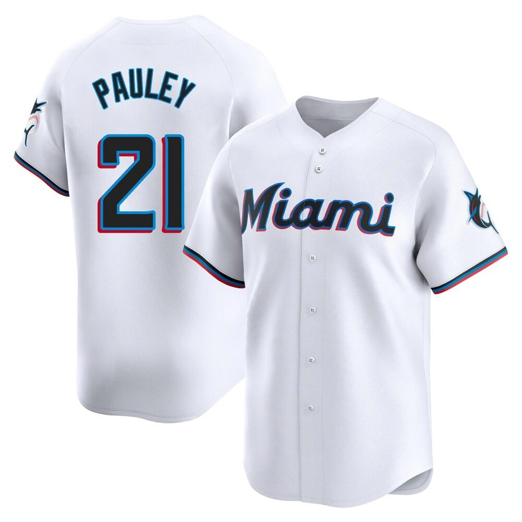 tocy M.Marlins #21 Graham Pauley Player White  Home Limited Stitched Jerseys