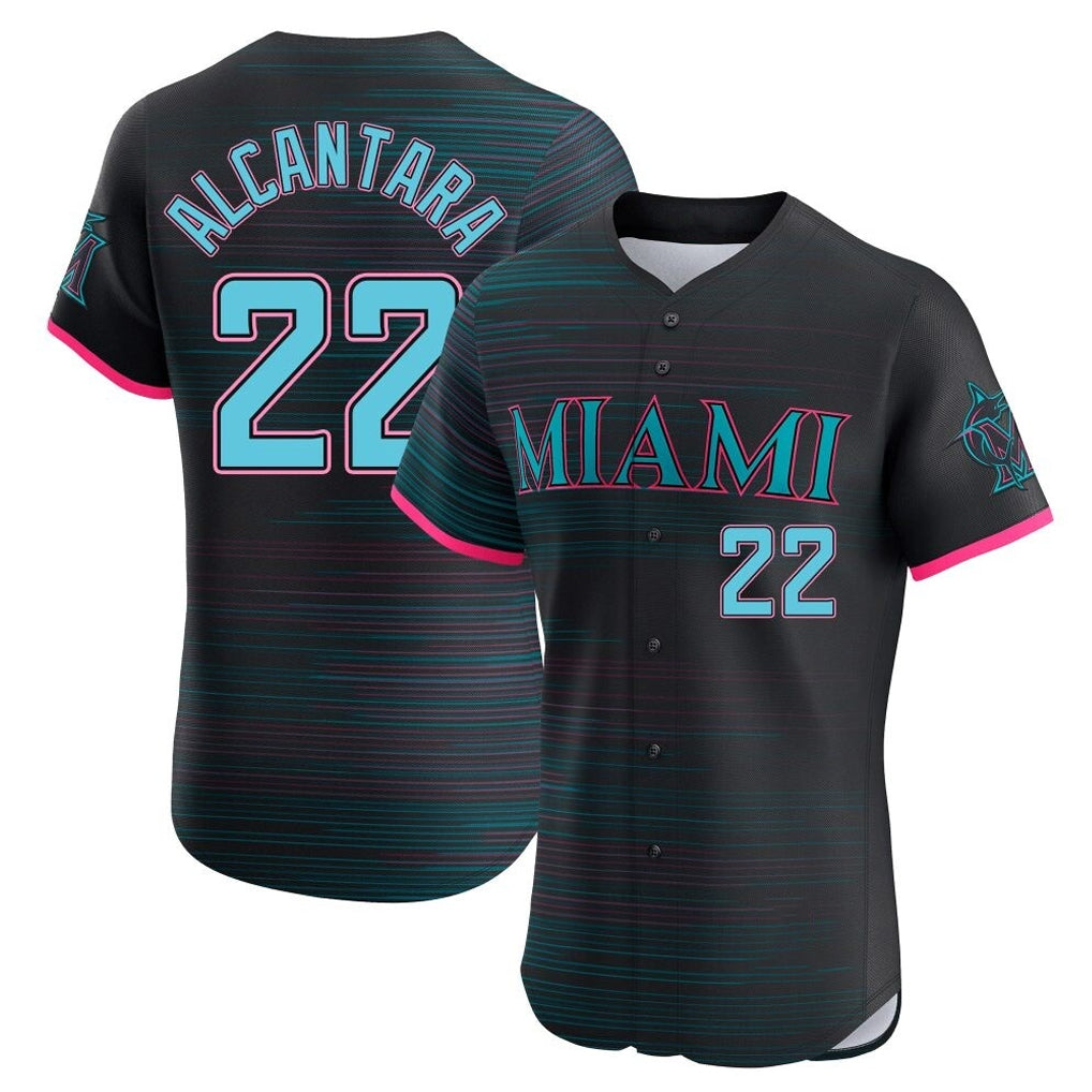 tocy M.Marlins #22 Sandy Alcantara Player Black City Connect Home Limited Elite Stitched Jerseys