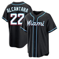 tocy M.Marlins #22 Sandy Alcantara Player Black Fashion Out Home Game Stitched Jerseys