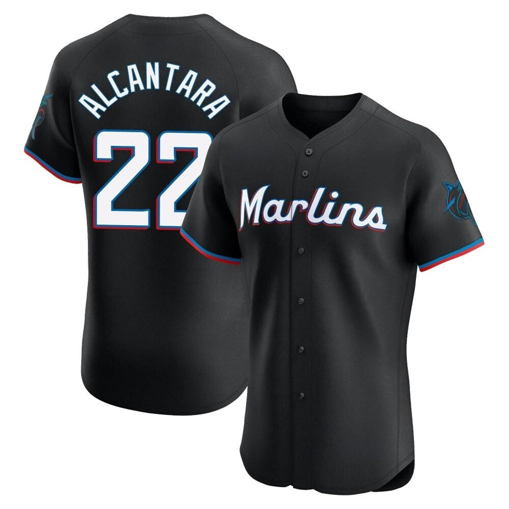 tocy M.Marlins #22 Sandy Alcantara Player Black Vapor Home Limited Elite Stitched Jerseys