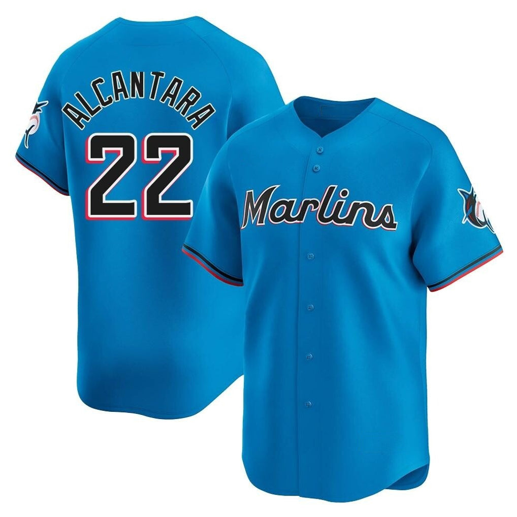 tocy M.Marlins #22 Sandy Alcantara Player Blue Home Limited Stitched Jerseys