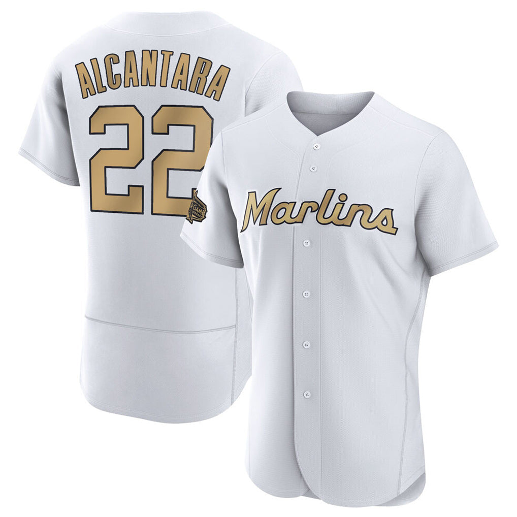 tocy M.Marlins #22 Sandy Alcantara Player Gold  Home Limited Elite Stitched Jerseys
