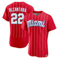 tocy M.Marlins #22 Sandy Alcantara Player Red City Connect Home Limited Elite Stitched Jerseys