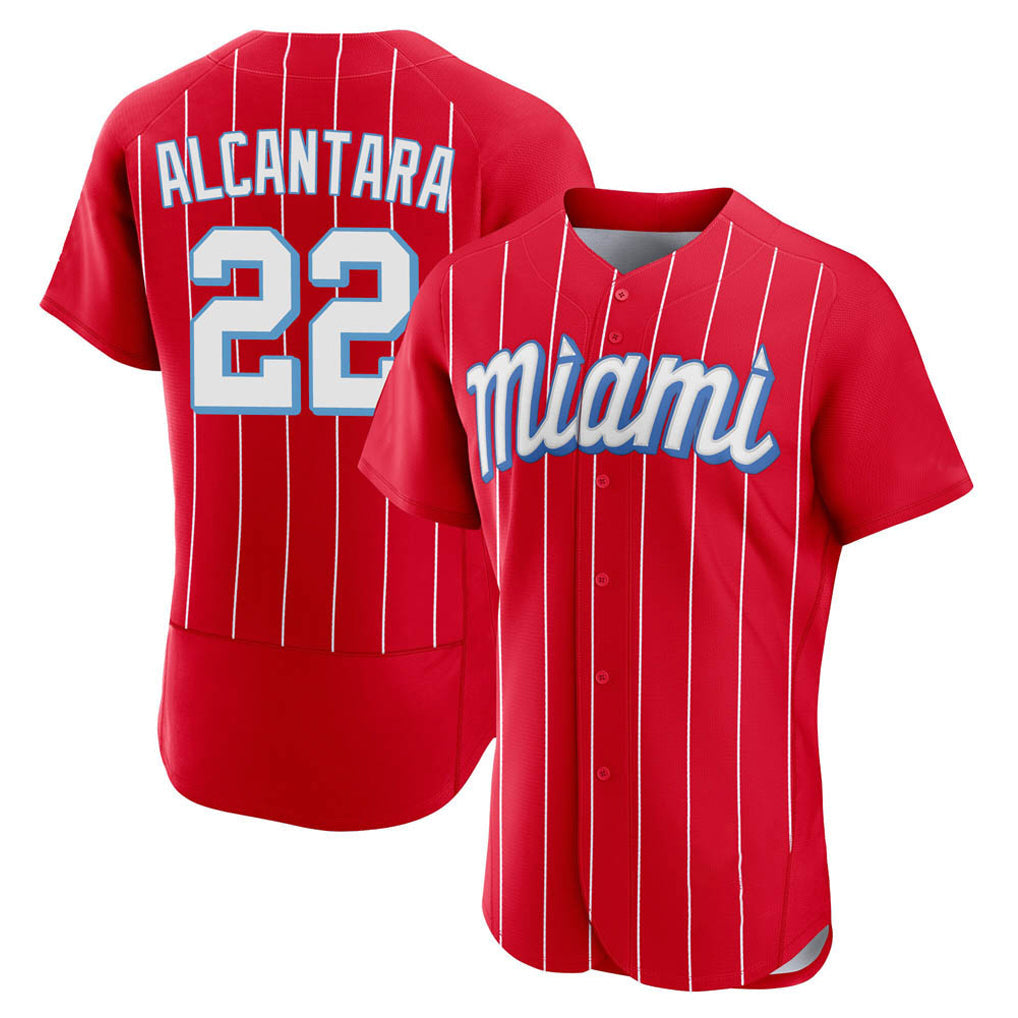 tocy M.Marlins #22 Sandy Alcantara Player Red City Connect Home Limited Elite Stitched Jerseys