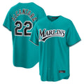 tocy M.Marlins #22 Sandy Alcantara Player Teal  Home Game Stitched Jerseys