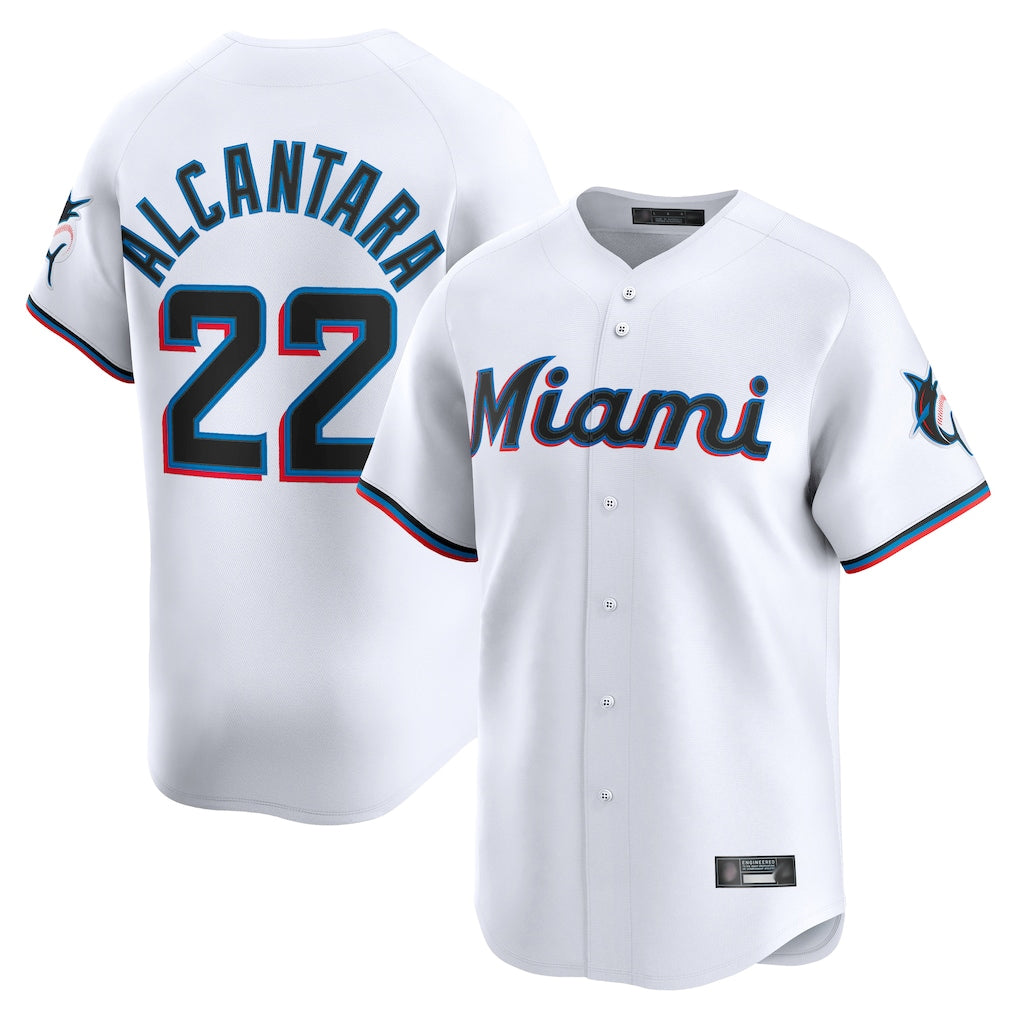 tocy M.Marlins #22 Sandy Alcantara Player White Home Limited Stitched Jerseys