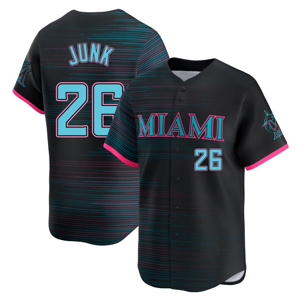 tocy M.Marlins #26 Janson Junk Player Black City Connect Home Limited Stitched Jerseys