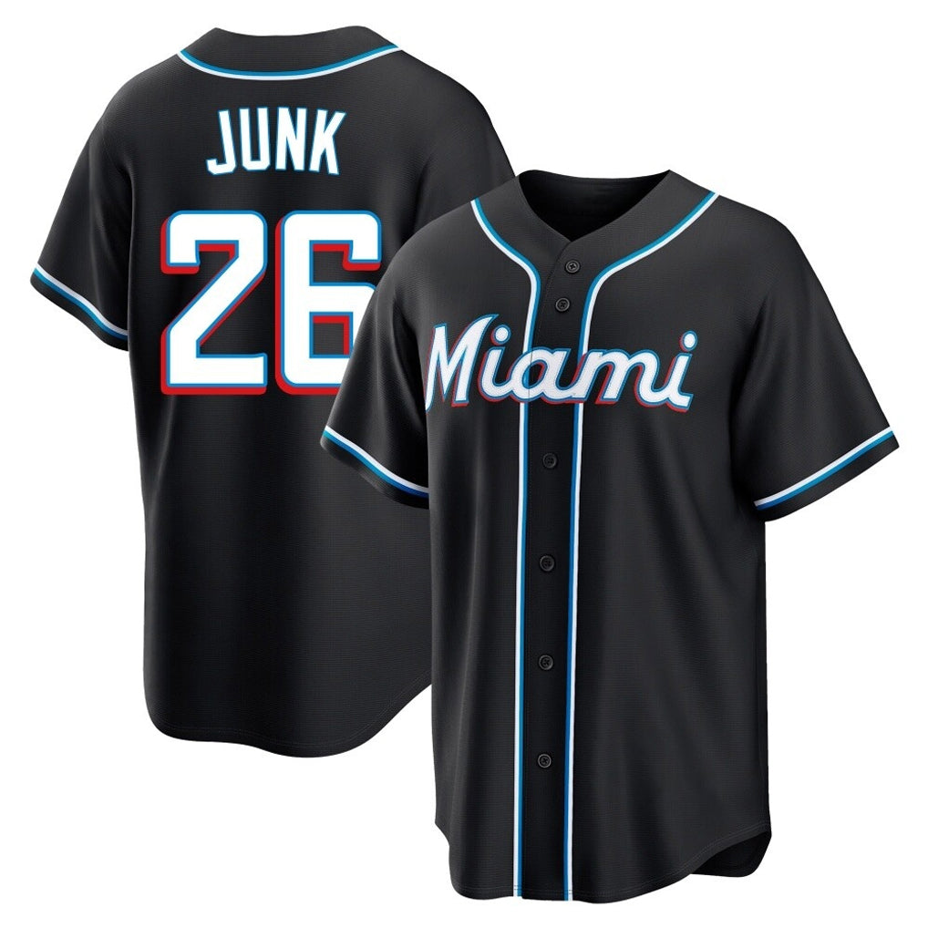 tocy M.Marlins #26 Janson Junk Player Black Fashion Out Home Game Stitched Jerseys