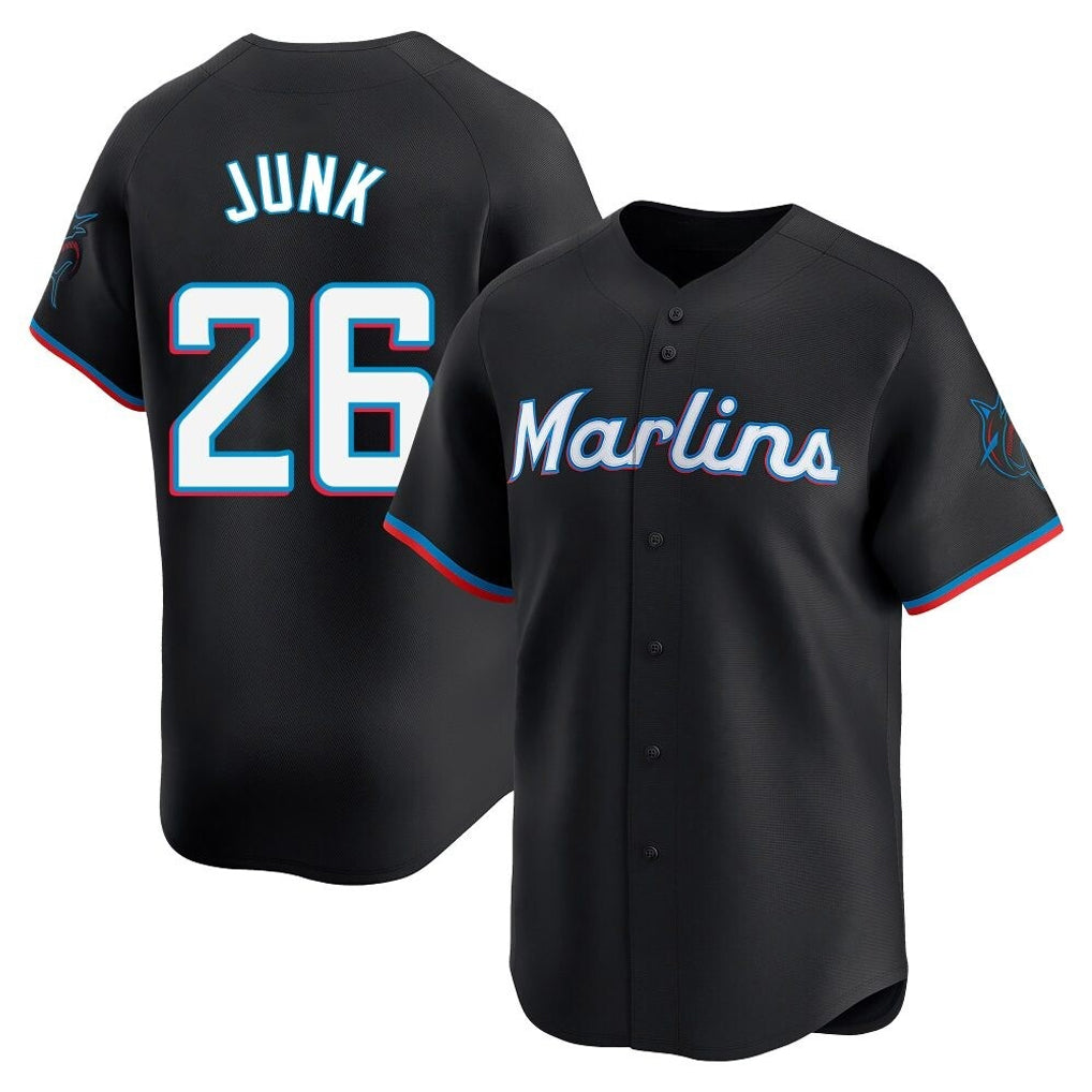 tocy M.Marlins #26 Janson Junk Player Black Home Limited Stitched Jerseys