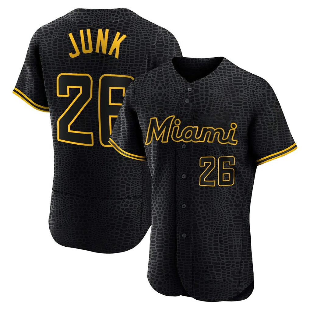 tocy M.Marlins #26 Janson Junk Player Black Snake Skin City Home Limited Elite Stitched Jerseys
