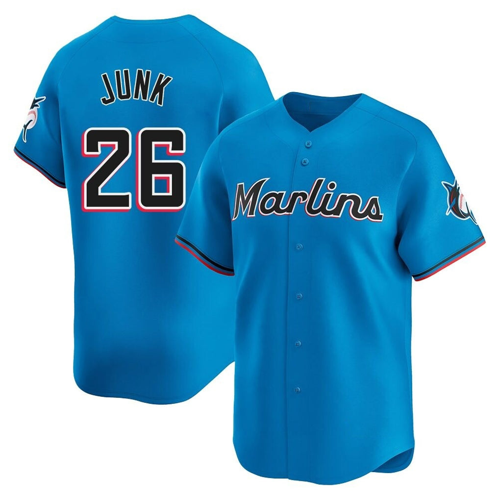 tocy M.Marlins #26 Janson Junk Player Blue Home Limited Stitched Jerseys