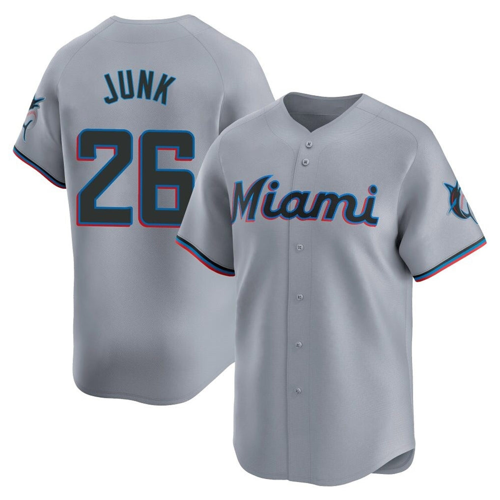 tocy M.Marlins #26 Janson Junk Player Gray Home Limited Stitched Jerseys