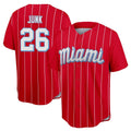 tocy M.Marlins #26 Janson Junk Player Red City Connect Home Game Stitched Jerseys