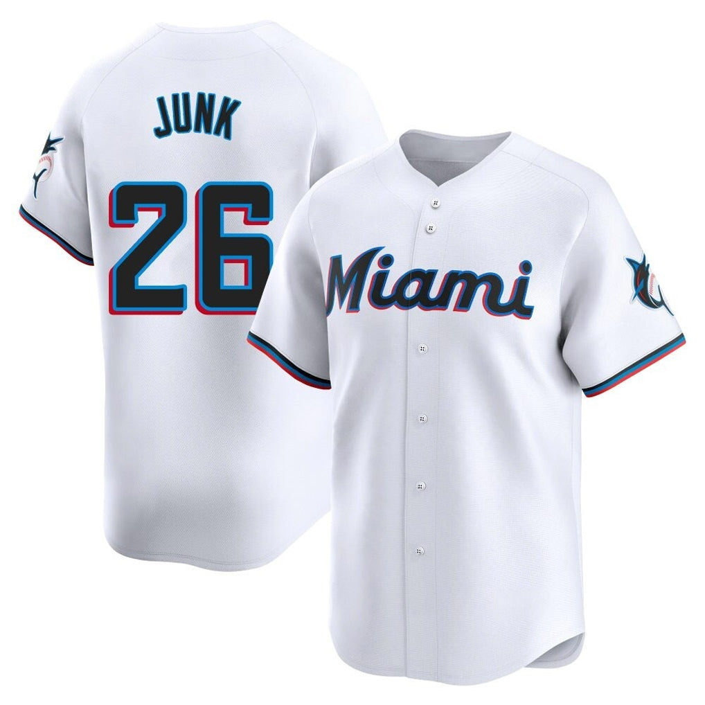 tocy M.Marlins #26 Janson Junk Player White Home Limited Stitched Jerseys
