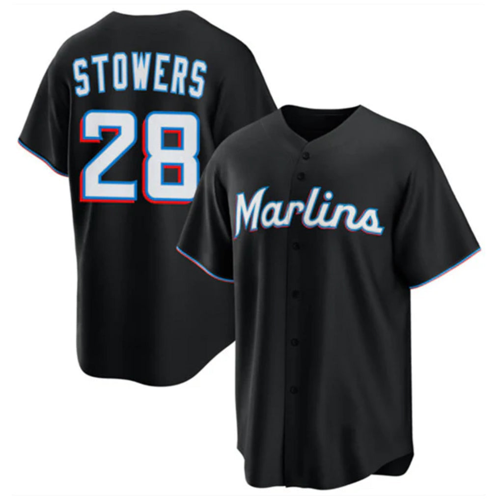 tocy M.Marlins #28 Kyle Stowers Player Black  Home Game Stitched Jerseys