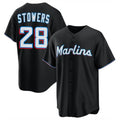 tocy M.Marlins #28 Kyle Stowers Player Black  Home Game Stitched Jerseys