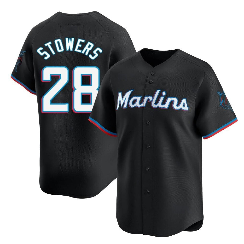 tocy M.Marlins #28 Kyle Stowers Player Black Home Limited Stitched Jerseys
