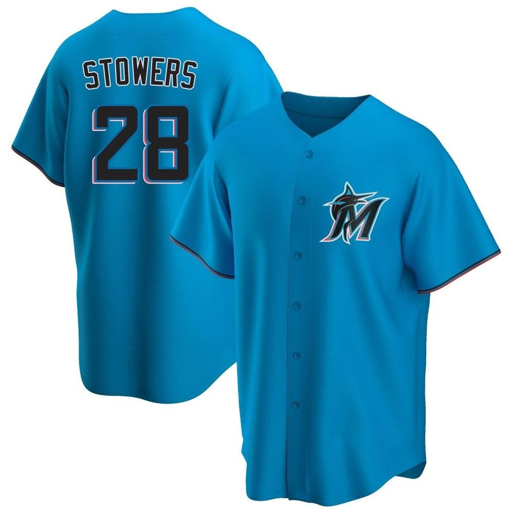 tocy M.Marlins #28 Kyle Stowers Player Blue Home Game Stitched Jerseys