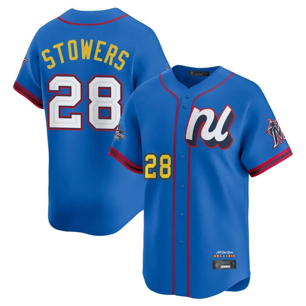 tocy M.Marlins #28 Kyle Stowers Player Blue National League All-Star Game Limited Stitched Jerseys