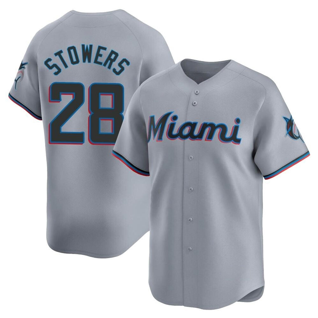 tocy M.Marlins #28 Kyle Stowers Player Gray Home Limited Stitched Jerseys