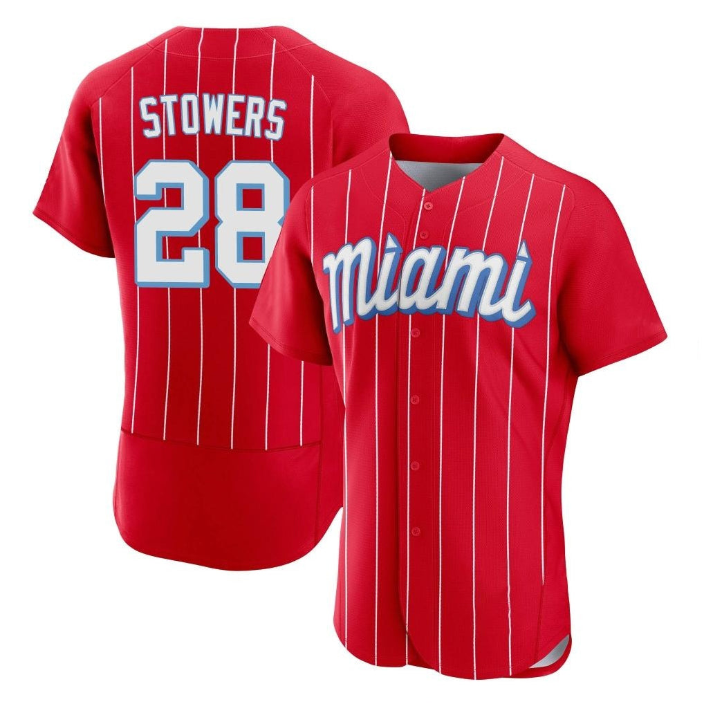 tocy M.Marlins #28 Kyle Stowers Player Red City Connect Home Limited Elite Stitched Jerseys