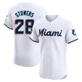 tocy M.Marlins #28 Kyle Stowers Player White  Home Limited Elite Stitched Jerseys
