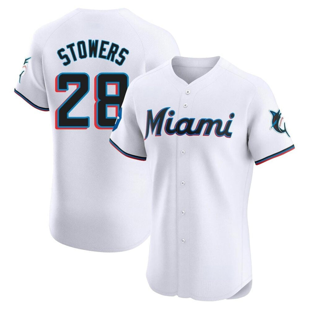 tocy M.Marlins #28 Kyle Stowers Player White  Home Limited Elite Stitched Jerseys