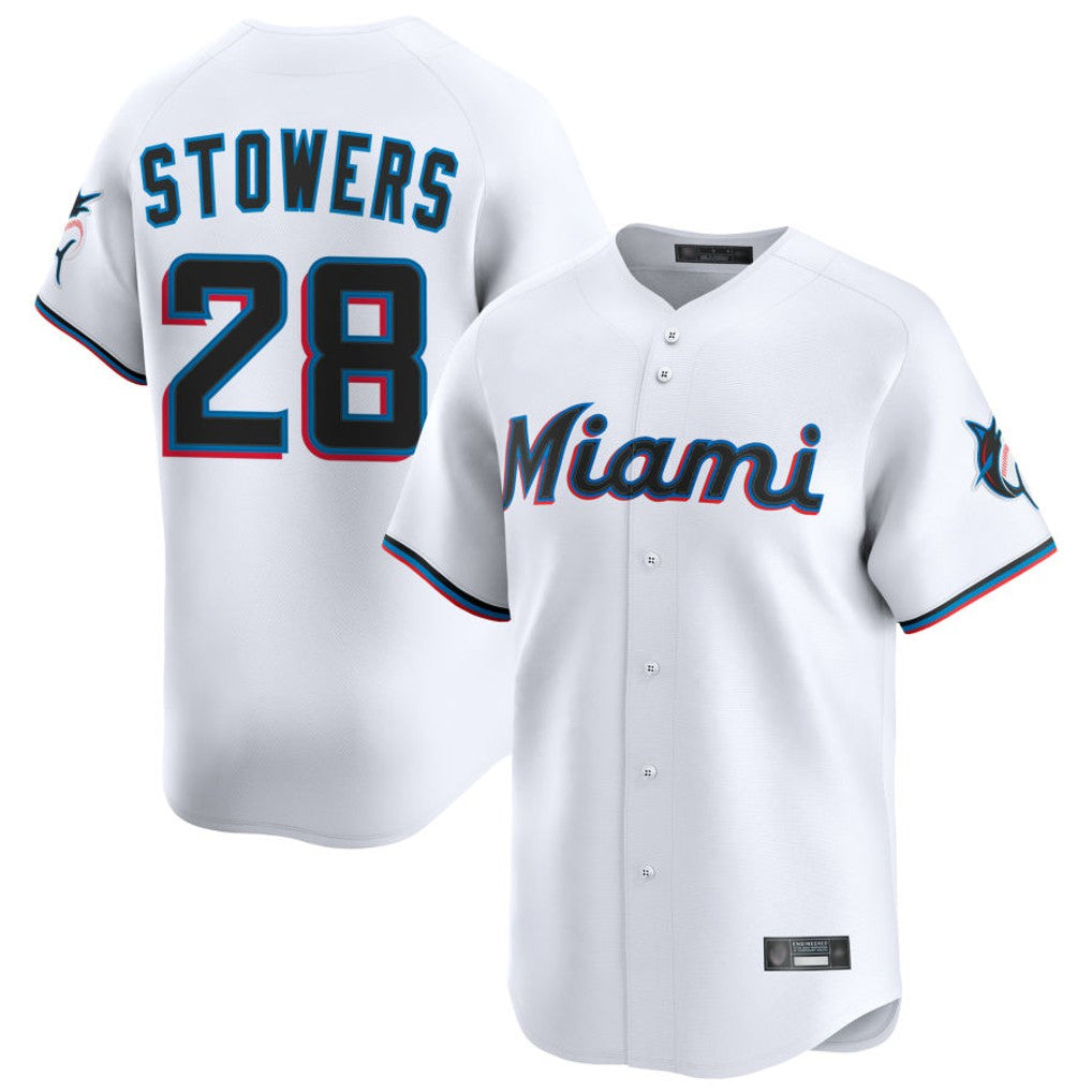 tocy M.Marlins #28 Kyle Stowers Player White  Home Limited Stitched Jerseys