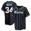 tocy M.Marlins #34 Liam Hicks Player Black Fashion Out Home Game Stitched Jerseys
