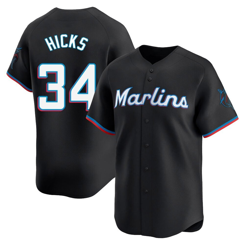tocy M.Marlins #34 Liam Hicks Player Black Home Limited Stitched Jerseys