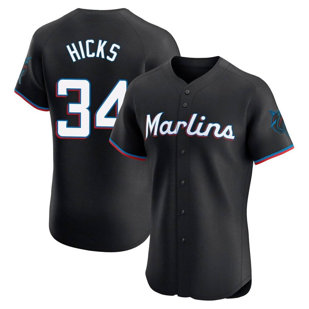 tocy M.Marlins #34 Liam Hicks Player Black Vapor Home Limited Elite Stitched Jerseys