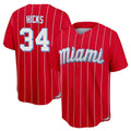 tocy M.Marlins #34 Liam Hicks Player Red City Connect Home Game Stitched Jerseys