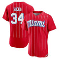 tocy M.Marlins #34 Liam Hicks Player Red City Connect Home Limited Elite Stitched Jerseys