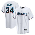 tocy M.Marlins #34 Liam Hicks Player White  Home Game Stitched Jerseys