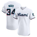 tocy M.Marlins #34 Liam Hicks Player White  Home Limited Elite Stitched Jerseys