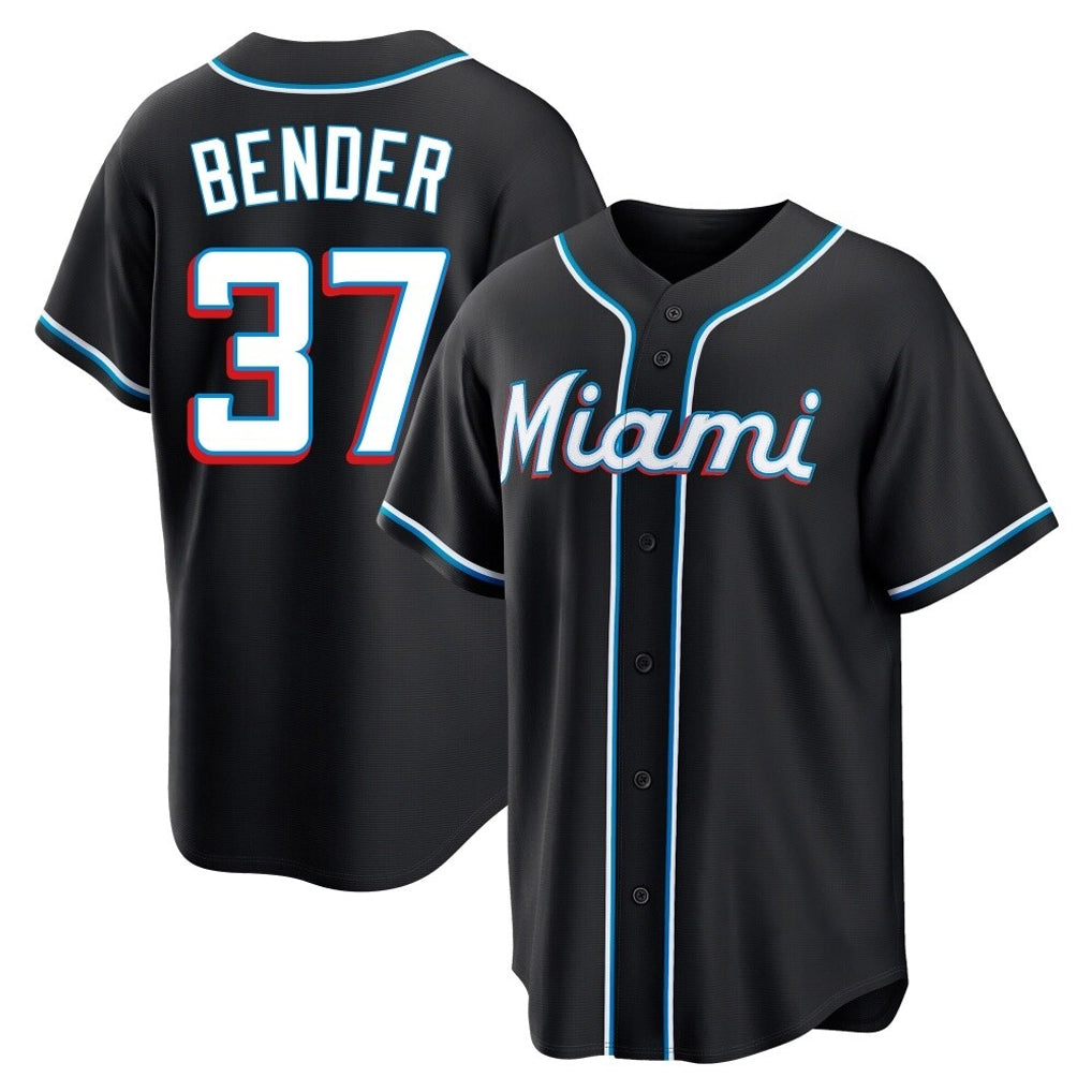 tocy M.Marlins #37 Anthony Bender Player Black Fashion Out Home Game Stitched Jerseys