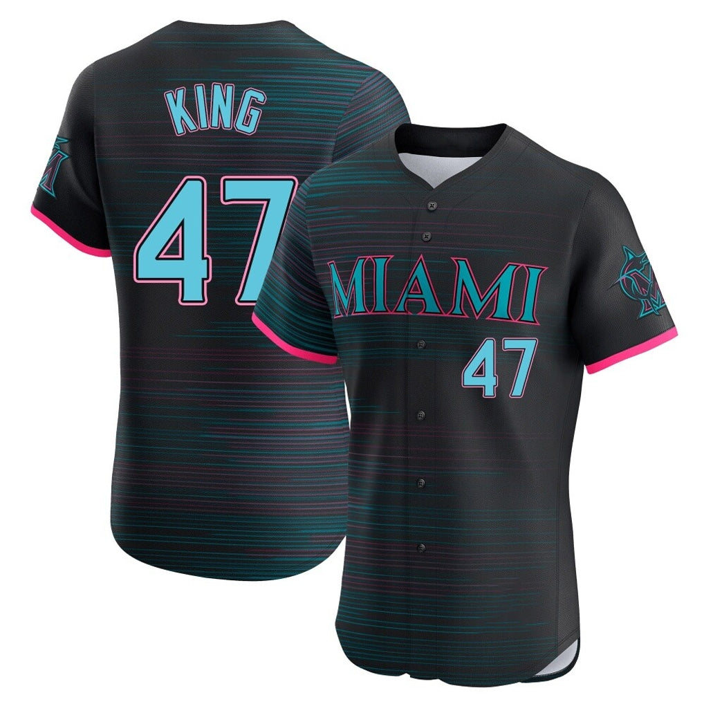 tocy M.Marlins #47 John King Player Black City Connect Home Limited Elite Stitched Jerseys