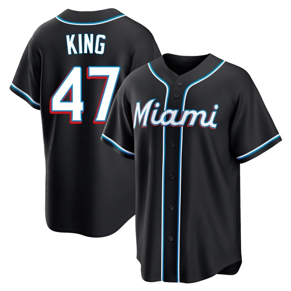 tocy M.Marlins #47 John King Player Black Fashion Out Home Game Stitched Jerseys