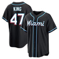 tocy M.Marlins #47 John King Player Black Fashion Out Home Game Stitched Jerseys