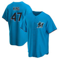 tocy M.Marlins #47 John King Player Blue Home Game Stitched Jerseys