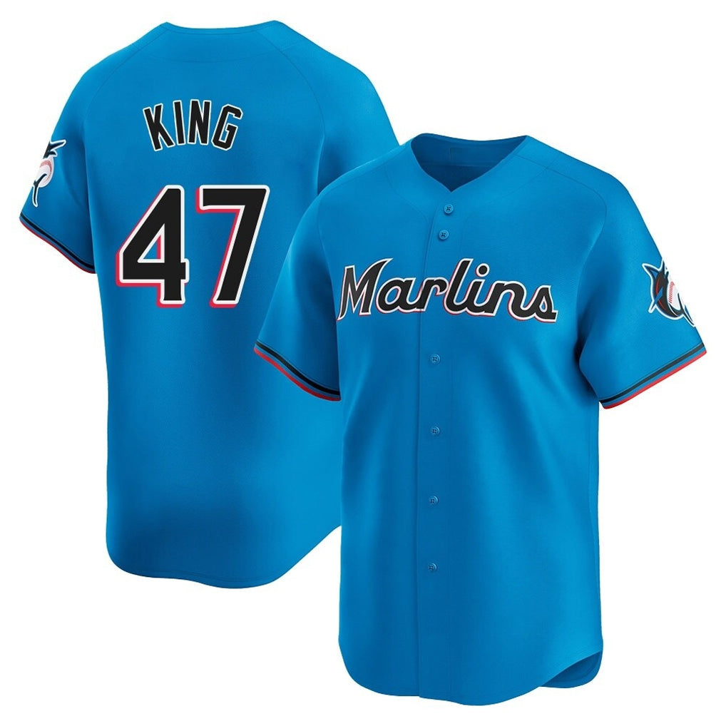 tocy M.Marlins #47 John King Player Blue Home Limited Stitched Jerseys